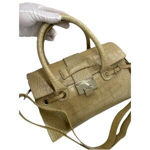 Authentic JIMMY CHOO Rosalie Bag Croc Embossed Beige Color Excellent Condition!